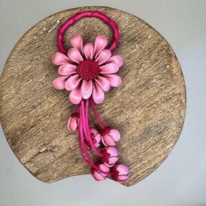 Leather Flower Purse Charm Genuine Leather Fall Daisy Bag Charm NEW FAST SHIP